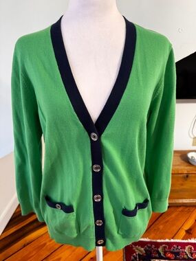 Chaps Ralph Lauren  Green and Navy V-Neck Cardigan size XL